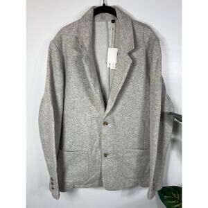 New Vince Men's Wool Fleece 2 Button Blazer Light Heather Gray XL Stretch